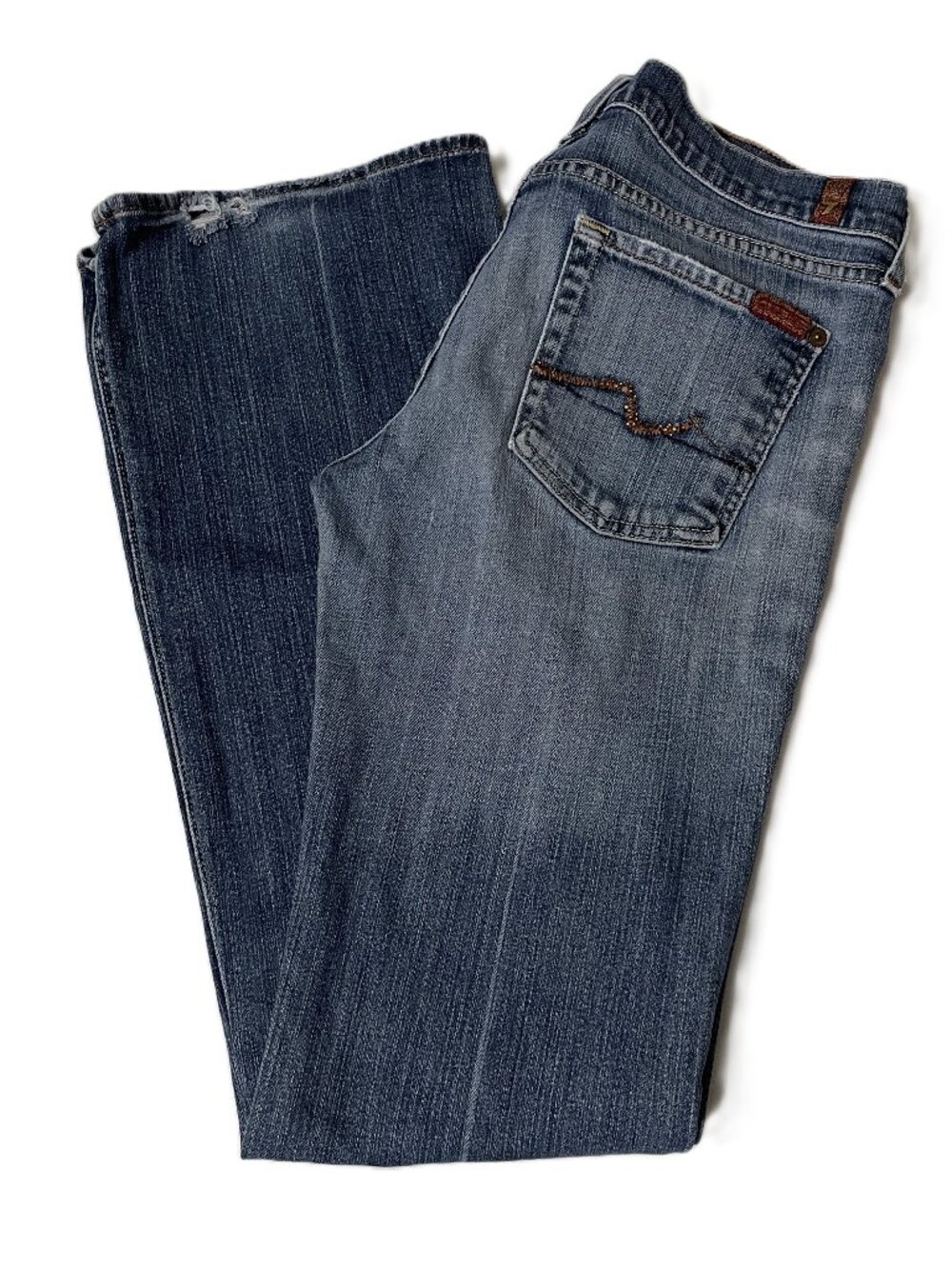 Vintage Seven 7 For All Mankind Jeans Womens 30 x 32 Bootcut Low Rise Distressed